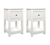 (White, 2 x Bedside cabinet) vidaXL 1/2x Solid Wood Pine Bedside Cabinet Nightstand End Table Multi Colours