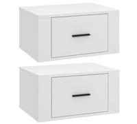 (White, 2 x Bedside cabinet) vidaXL 1/2x Wall-mounted Bedside Cabinet Floating Bedside Unit Multi Colours