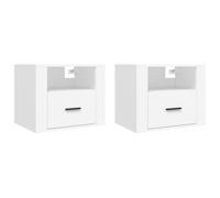 (White, 2 x Bedside cabinet) vidaXL 1/2x Wall-mounted Bedside Cabinet Floating Bedside Unit Multi Colours