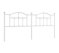 vidaXL White Metal Bed Headboard for 200 cm Mattress - Powder-Coated Steel with Sturdy Legs and Round Tubes Design
