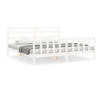 (white, 200 x 200 cm) vidaXL Bed Frame Bed Base Platform Bed with Headboard Black Double Solid Wood