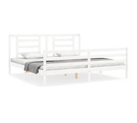 (white, 200 x 200 cm) vidaXL Bed Frame Bed Base Platform Bed with Headboard Small Single Solid Wood