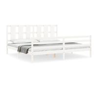 (white, 200 x 200 cm) vidaXL Bed Frame Bed Base Platform Bed with Headboard Small Single Solid Wood