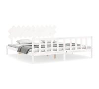 (white, 200 x 200 cm) vidaXL Bed Frame Bed Base Platform Bed with Headboard Small Single Solid Wood