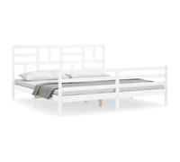 (white, 200 x 200 cm) vidaXL Bed Frame Bed Base with Headboard Honey Brown Small Double Solid Wood
