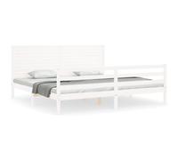 (white, 200 x 200 cm) vidaXL Bed Frame Bed Base with Headboard Honey Brown Small Double Solid Wood