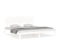 (white, 200 x 200 cm) vidaXL Bed Frame Bed Base Wooden Platform Bed with Headboard Double Solid Wood