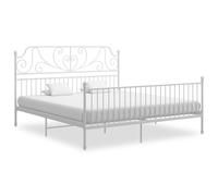 (white, 200 x 200 cm) vidaXL Bed Frame Metal Home Bedroom Bed Base Bedstead Mattress Foundation