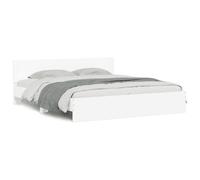 (white, 200 x 200 cm) vidaXL Bed Frame with Headboard Bedroom Bed Base Mattress Foundation Bedstead