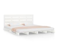 (White, 200 x 200 cm (W x L)) vidaXL Bed Frame Bedstead Wooden Bed Base Mattress Foundation Solid Wood Pine