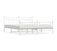 Vidaxl Metal Bed Frame With Headboard And Footboard White 200X200 Cm, White