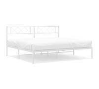 (white, 200 x 200 cm/with headboard) vidaXL Metal Bed Frame Bedroom Platform Bed Base Bedstead Mattress Foundation