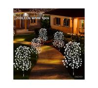 (White, 200led) Solar-Powered Fireworks Willow Branch Lights - High-Quality, IP65, 120-200 LEDs, 8 Lighting Modes, Solar Outdoor Lights