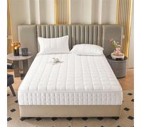 (white, 200x200x30cm 1PC) Six Sides All Inclusive Mattress Cover with Zipper Thicken Fitted Sheet Quilted Mattress Protector Pad Couple Customized Size