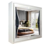 (White, 203cm) Alis Curved Modern Mirror Sliding Doors Wardrobe