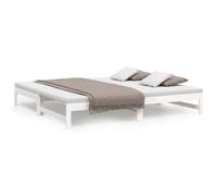 (White, 205.5 x 158 x 30 cm) vidaXL Solid Wood Pine Pull-out Day Bed Wooden Sofa Bed Multi Colours/Sizes