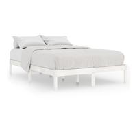 (white, 205.5 x 165.5 x 31 cm) vidaXL Bed Frame Bedroom Wooden Bed Base Mattress Foundation Solid Pinewood