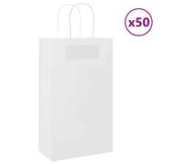 (white, 21 x 11 x 36 cm) vidaXL Paper Bags 50 pcs with Handles Brown 15x8x21 cm Grocery Paper Gift Bag
