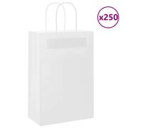 (white, 22 x 11 x 31 cm) vidaXL Paper Bags 250 pcs with Handles Brown 21x11x36 cm Paper Grocery Bag