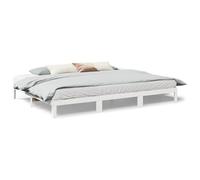 vidaXL Family Bed Frame No Mattress White 240X200 cm Solid Wood Pine, White