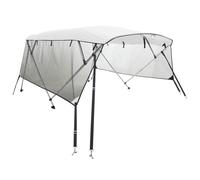 (white, 243 x (185-198) cm/with mesh) vidaXL 3-bow Bimini Top with Sidewalls UV-Proof Canvas Boat Canopy Awning