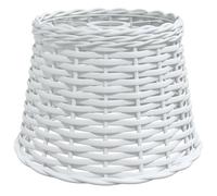 vidaXL White Lamp Shade for E27 Bulbs - Handcrafted Wicker with Painted Iron Holder - Versatile Ceiling or Table Lampshade.