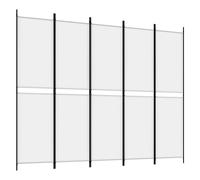 vidaXL Room Divider 5-Panel Fabric – White, 250 x 200 cm – Foldable, Linen-effect