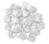 White 25mm Felt Backed Satin Ribbon Rose Flowers Decorative Flatback Craft Flowers (10)