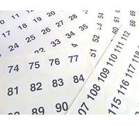 White 25mm Round Consecutive, Sequential Number Sequence Labels, Numbering Stickers, from 1-140
