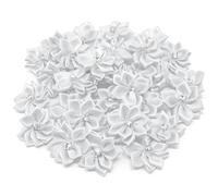 White 25mm Satin Ribbon Flowers with Rhinestone Diamante Centre, Craft Flowers (100)