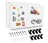 White 2Pack Magnetic Board,17.5" x 11.4" Magnet Bulletin Board to Display Magnetic Notes, Poetry, Photos, Suitable for Wall, Refrigerator, Cabinet etc, Come with 4 Pcs Dual Lock Tape and Screws