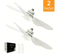 (?white?2PACKS, ?52CM/20.5inch*H15CM/5.9inch) 2pcs White LED Ceiling Fan Light with Memory Function and Remote Control - 3-Speed Dimmable, E27/E26 Base, 5-Blade 20.5 Inch