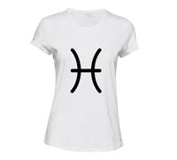 (White, 2XL) Pisces Fish Zodiac Horoscope Astrological Symbol Ladies Women T Shirt Tee Top