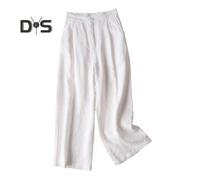 (white, 2XL) Women Pants High Waist Button Zipper Fly Casual Trousers Solid Color Straight Wide Leg Leisure Long Pants Daily Wear
