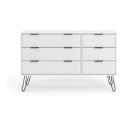 White 3+3 Chest of 6 Drawers Bedroom Living Room Storage Furniture Metal Handles