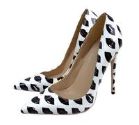 White,3.5 UK,Womens Printed High Heels Pumps Closed Pointed Toe Stiletto 4.7inch Heels Classic Office Special Dressy Wedding Pump Shoes