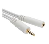 WHITE 3.5mm Stereo Jack Socket to 3.5mm Plug Extension Cable GOLD 20m