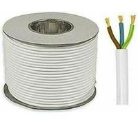White 3 Core Flex 3183Y 0.5mm 0.75mm 1.0mm 1.5mm 2.5mm Mains Wire Cable Electric (5, 1.0mm (10AMP))
