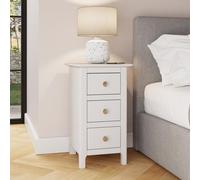 White 3 Drawer Bedside Table Storage Unit