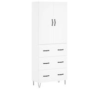 Highboard White 69.5x34x180 cm Engineered Wood Glass Drawer Slim Cabinet Modern