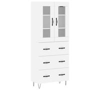 Highboard white engineered wood metal glass 69.5x34x180 cm slim storage designer