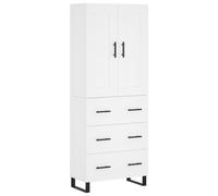 Highboard White Engineered Wood & Metal 69.5x34x180 cm Slim Storage Cabinet Unit