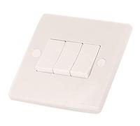 White 3 Gang 2 Way 10amp Light Switch