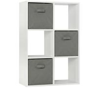 (White + 3 Grey Drawers) Charles Jacobs White 6 Cube Open Book Shelf Storage Unit
