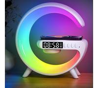 (white) 3-In-1 Bluetooth Speaker Alarm Clock Wireless Charger Led Moon Lamp Music Home Decor Night Table Smart Light Gifts For Gifts