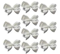 White 3" Knot Hair Bows, Grosgrain School Clips, 10 Pack | Grosgrain ribbon, crocodile clip, knot bow style. Colour: White. Size 3 inch. For girls, toddlers. School, gift
