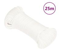 "vidaXL Full White Polypropylene Boat Rope, 3mm Thickness, 25m Long, Suitable for Sailing, Boating, Yachting, Dock Line - Durable, Weather Resistant, and Strong"
