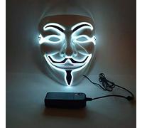 Stylex Party Ltd White 3 Modes LED Mask Neon Stitches Costume Halloween Anonymous Cosplay Light Up Wire
