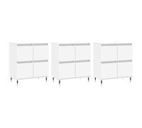 (white, 3 pcs) vidaXL Sideboard Storage Cupboard Side Cabinets 3 pcs White Engineered Wood