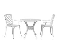 (white, 3 piece) vidaXL Garden Dining Set 5 Piece Outdoor Table and Chair White Cast Aluminium